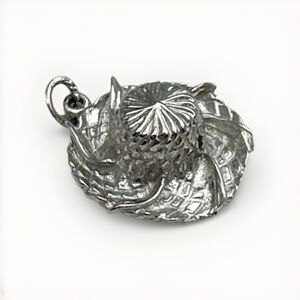 Vintage Sterling Silver Gardening Straw Sun Hat Charm Pendant